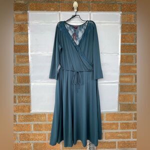 LONG TALL SALLY LACE INSERT TEAL DRESS SIZE 14